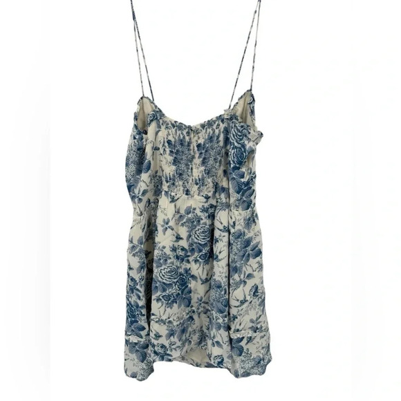 Reformation Esther Mini Dress Pompadour Blue Floral Print 12 B1565 - Picture 7 of 8